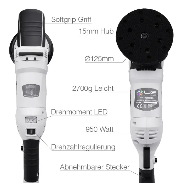 Liquid Elements Liquid Elements T4200 - Exzenter Poliermaschine - 15mm Hub 220V