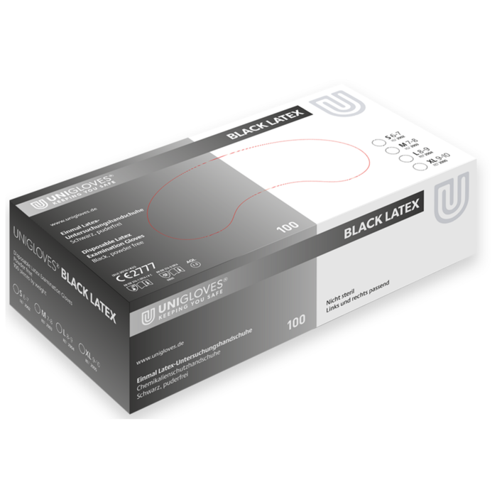 Unigloves Unigloves Black Latex Einweghandschuhe Schwarz