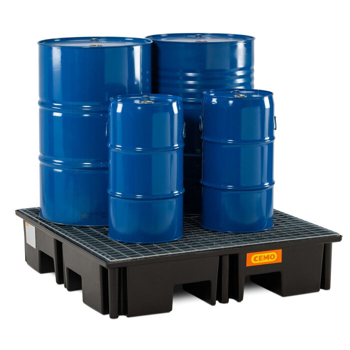 Cemo PE-Auffangwanne 220/4 für 4 Fässer mit Gitterrost