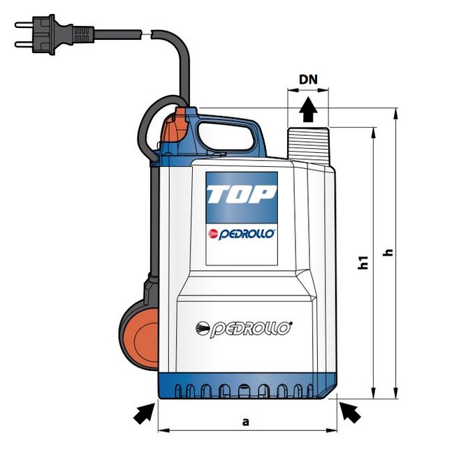 Pedrollo pumps Pedrollo pumps Top 5 - met vlotter - 24000 l/h - 1,25 pk