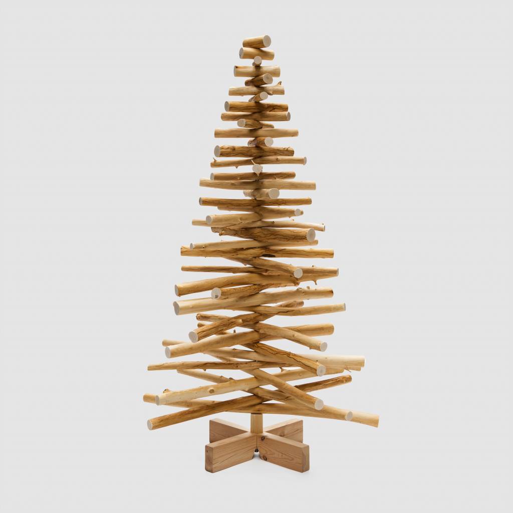 Houten kerstboom lijsterbes rond
