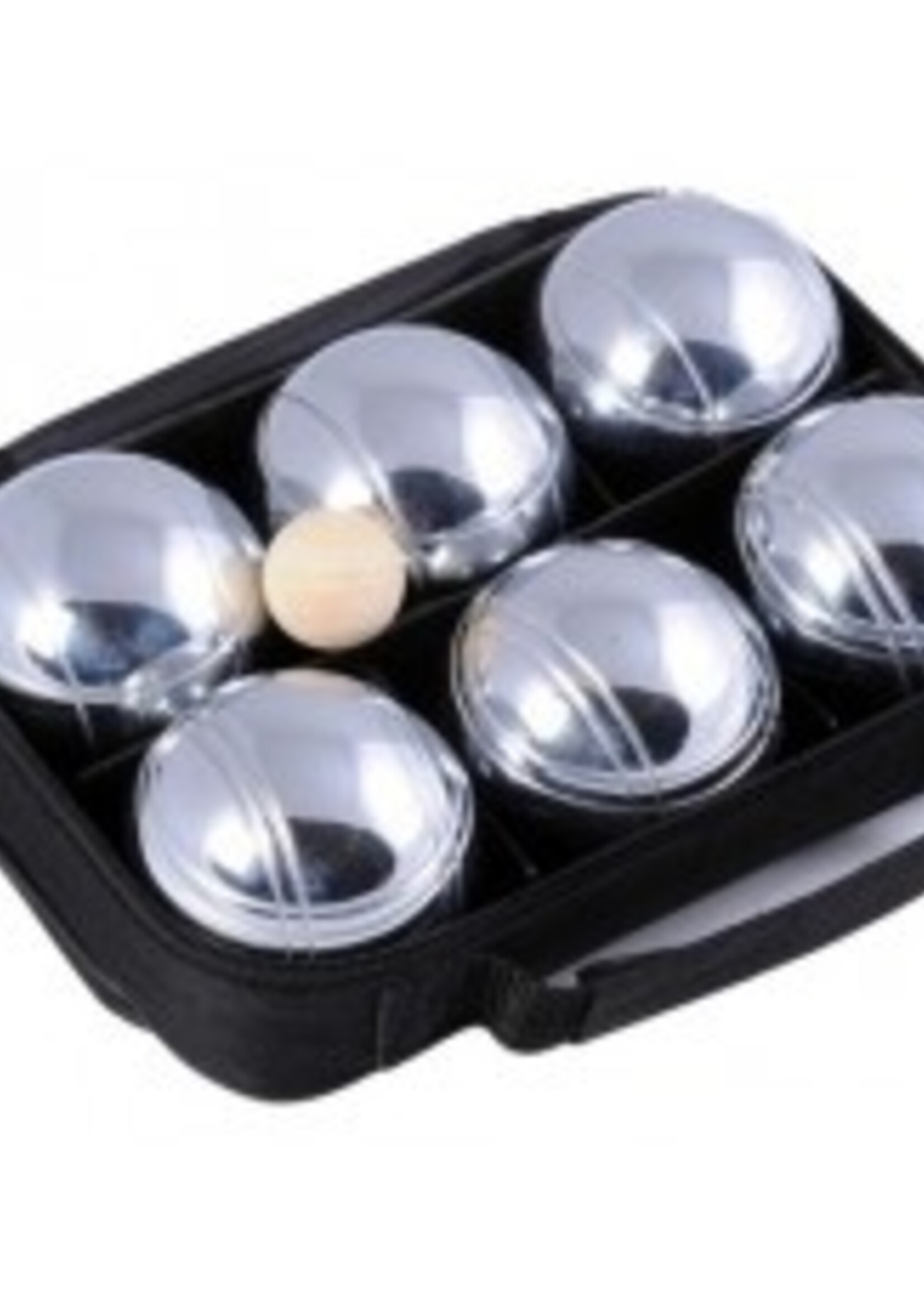 HOT Sports + Toys Jeu de Boules 6 bals zwart/chroom in tas