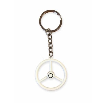 Keychain Oldskool Steering Wheel - White