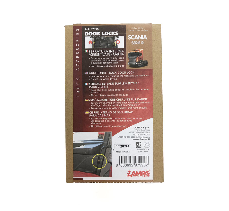 Additional Safety Door Lock Truck – Compatible for Scania R-Series – For Stationary Use