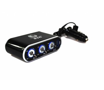 Aanstekerplug 3-weg met USB