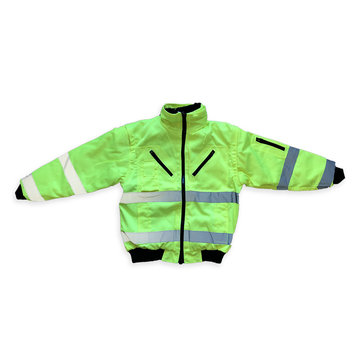 Yellow fluorescent jacket with reflective strips