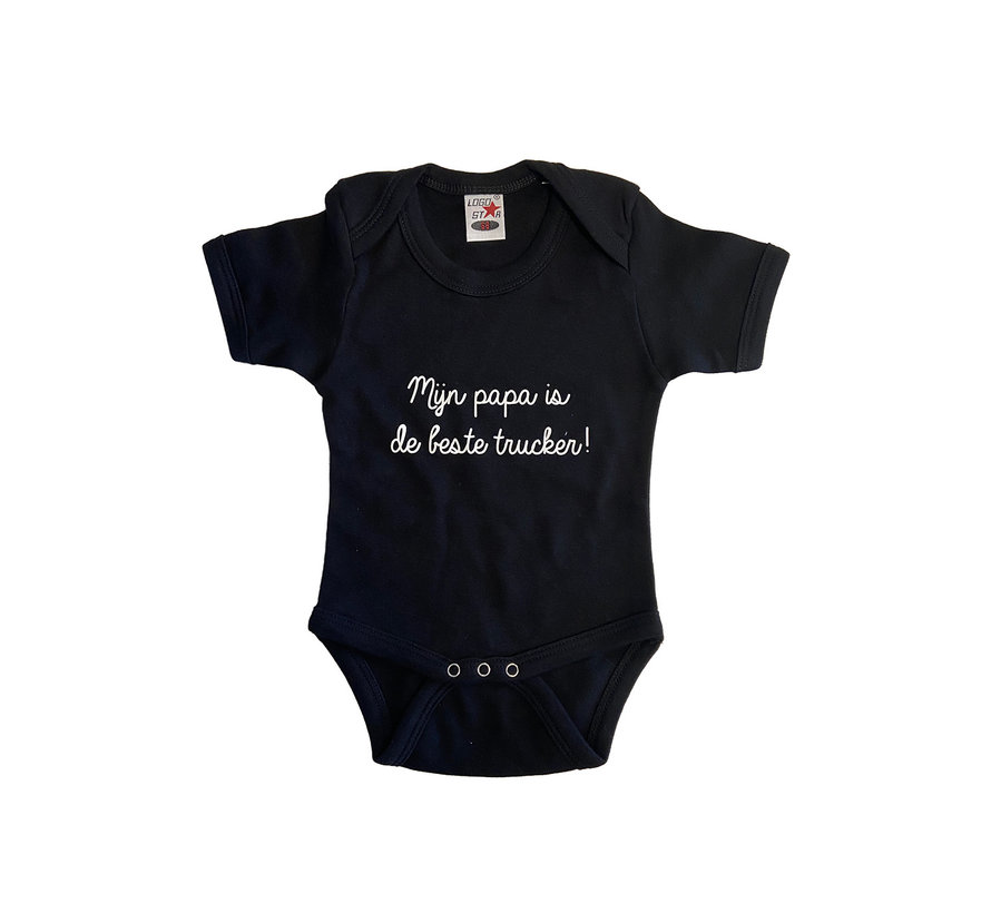 Baby Bodysuit - Mijn papa is de beste trucker! - Black - Joostshop