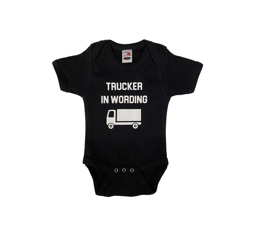 Baby Bodysuit - Trucker in wording - Black