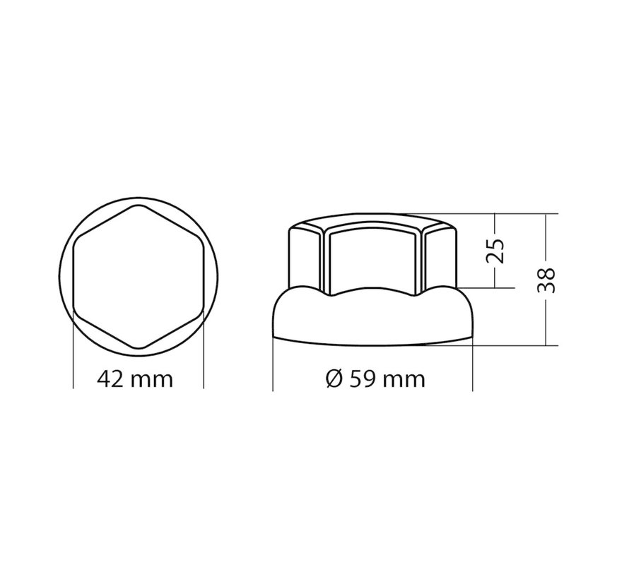 Moerdoppen - Set van 10 stuks - 32/33mm - Chrome look