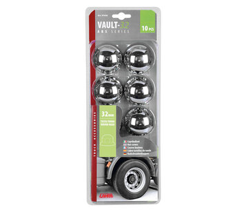 Nut Caps - Set of 10 Pieces - 32mm - Chrome look