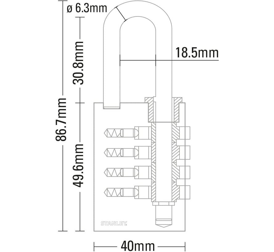 Combination lock 40 mm