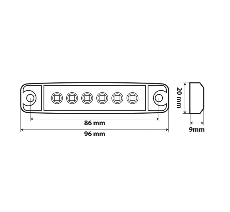 Markeerlicht - 6 LED - 12-24V