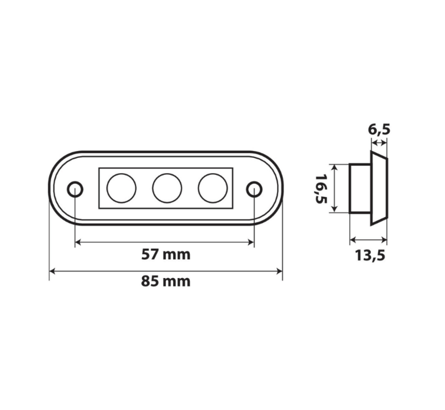 Markeerlicht inbouw - 3 LED - 12-24V