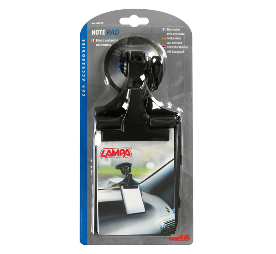 Notepad dashboard with suction cup