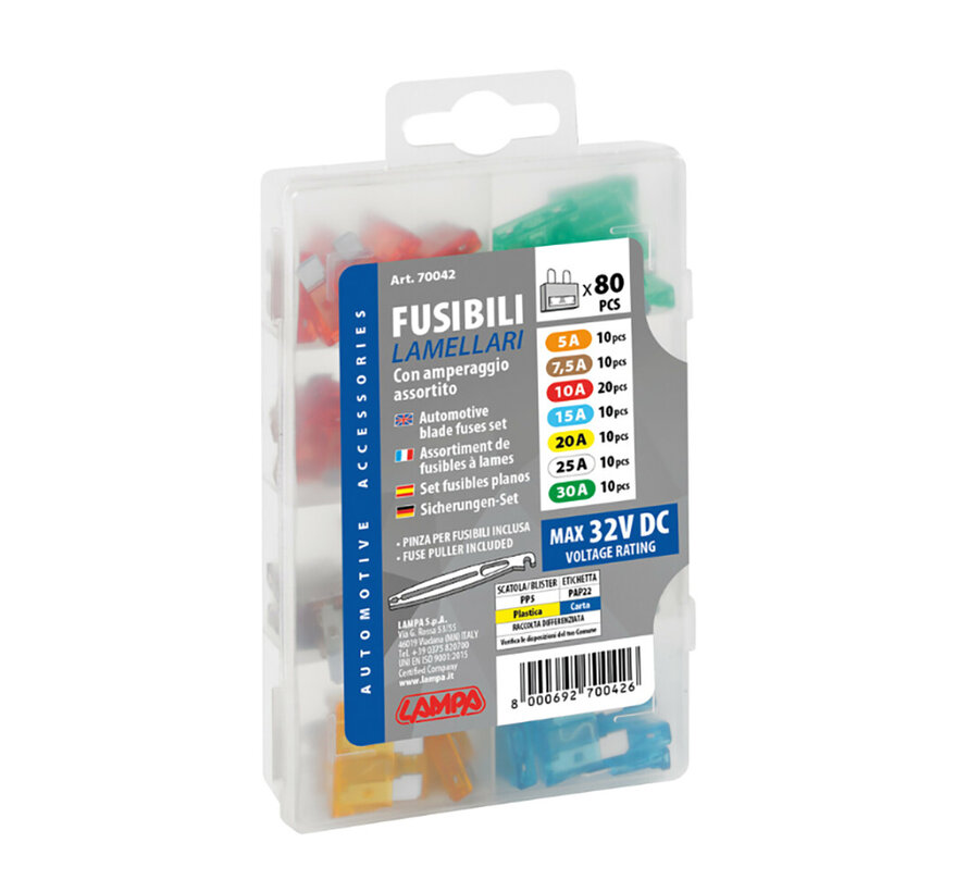 Plug-in fuses - Set of 80 pieces - 12/32V