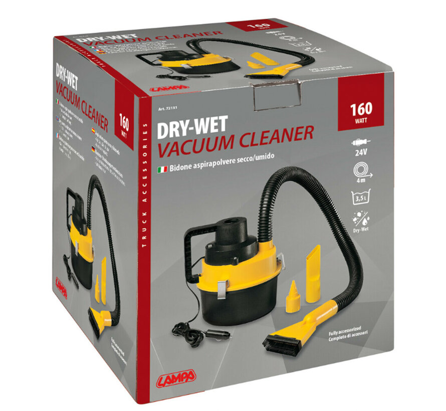 Dry/wet truck vacuum cleaner 24V with car plug