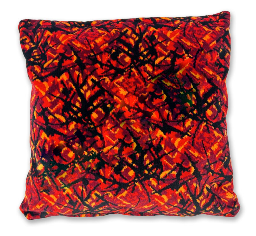 Danish plush cushion – red / blue – 37x37 cm