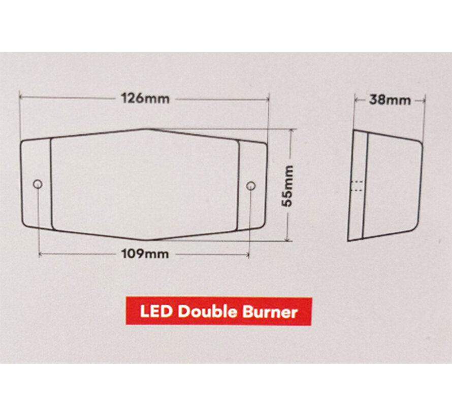Dubbelbrander - LED - 12/24V - Rood