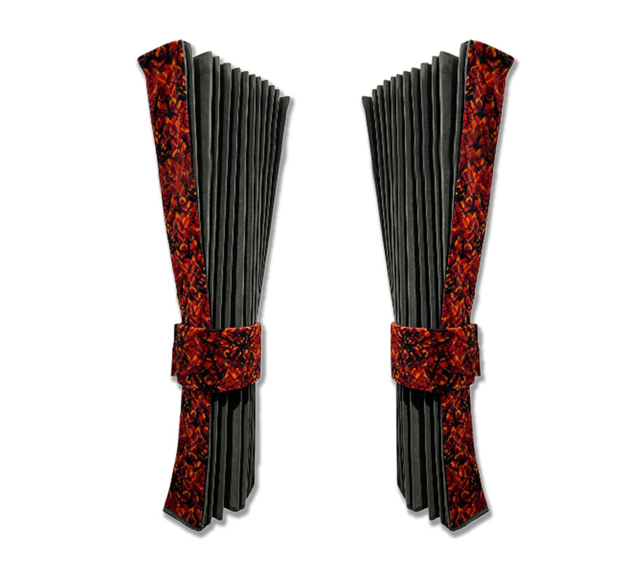 Truck Curtain Set 90 cm – Grey or Black – Danish Plush Trim in Red, Blue or Grey