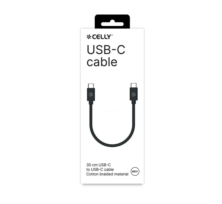Celly - USB-C kabel naar USB-C kabel - 30cm