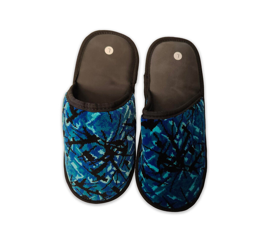 Pantoffels Deense pluche – antislip zool (M/L, rood, blauw, grijs)