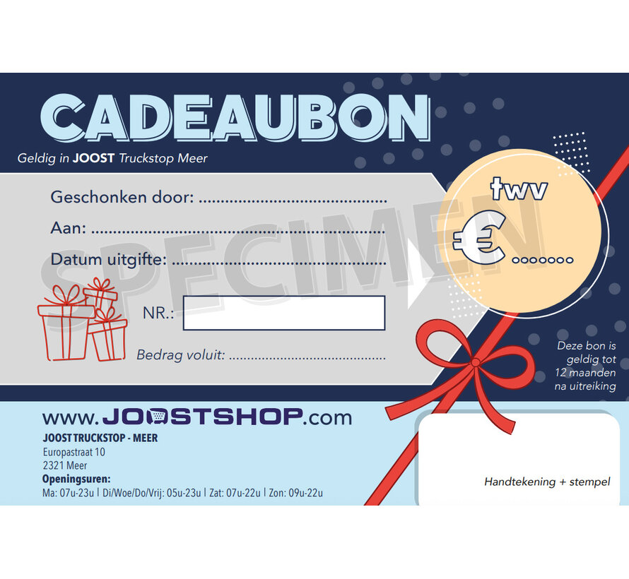 Gift voucher Truckstop Joost