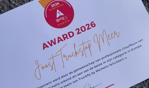 Joost Truckstop erkend door Truckfly by Michelin – gekozen door chauffeurs uit heel Europa