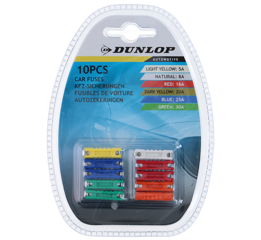 Autozekeringen assortiment – 10 stuks – 5A t/m 30A – mini blade zekeringen auto
