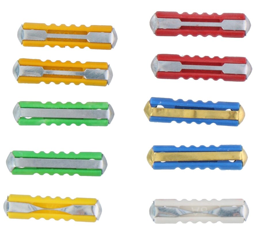 Autozekeringen assortiment – 10 stuks – 5A t/m 30A – mini blade zekeringen auto