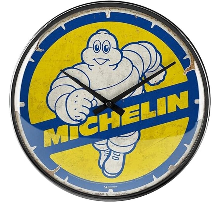 Michelin wandklok – 31 cm – klassieke garage klok – decoratie truck & werkplaats