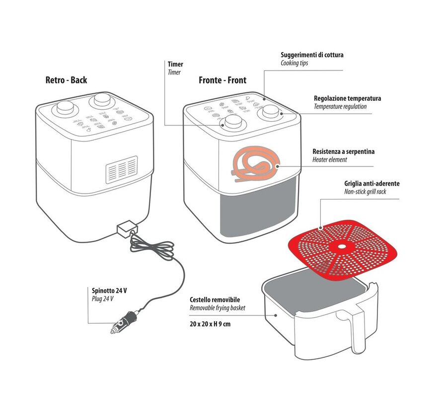 Truck Air Fryer 24V – 4L Air Fryer for Truck Cab