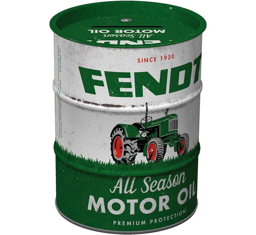 Olievat spaarpot – 12 cm – metalen spaarpot – Fendt & John Deere