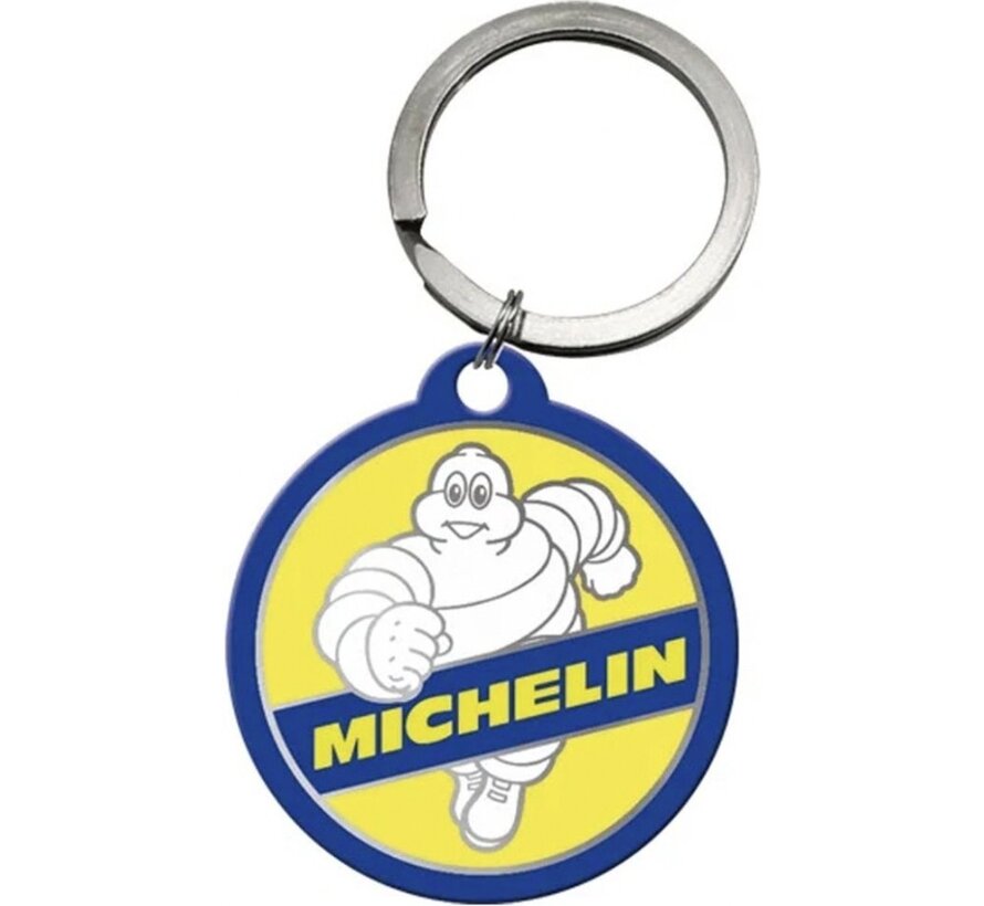Michelin Vintage ronde sleutelhanger – metalen retro sleutelhanger – Ø 4 cm
