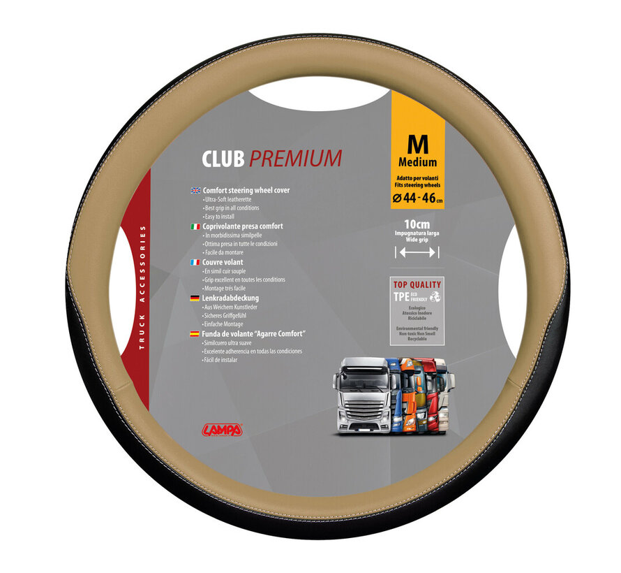 Stuurhoes Club Beige 44-46 cm – comfortabele stuurwielhoes voor vrachtwagen