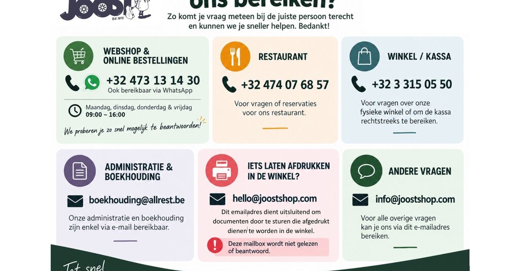Hoe kan je ons bereiken? Vind hier de contactgegevens van de juiste afdeling.