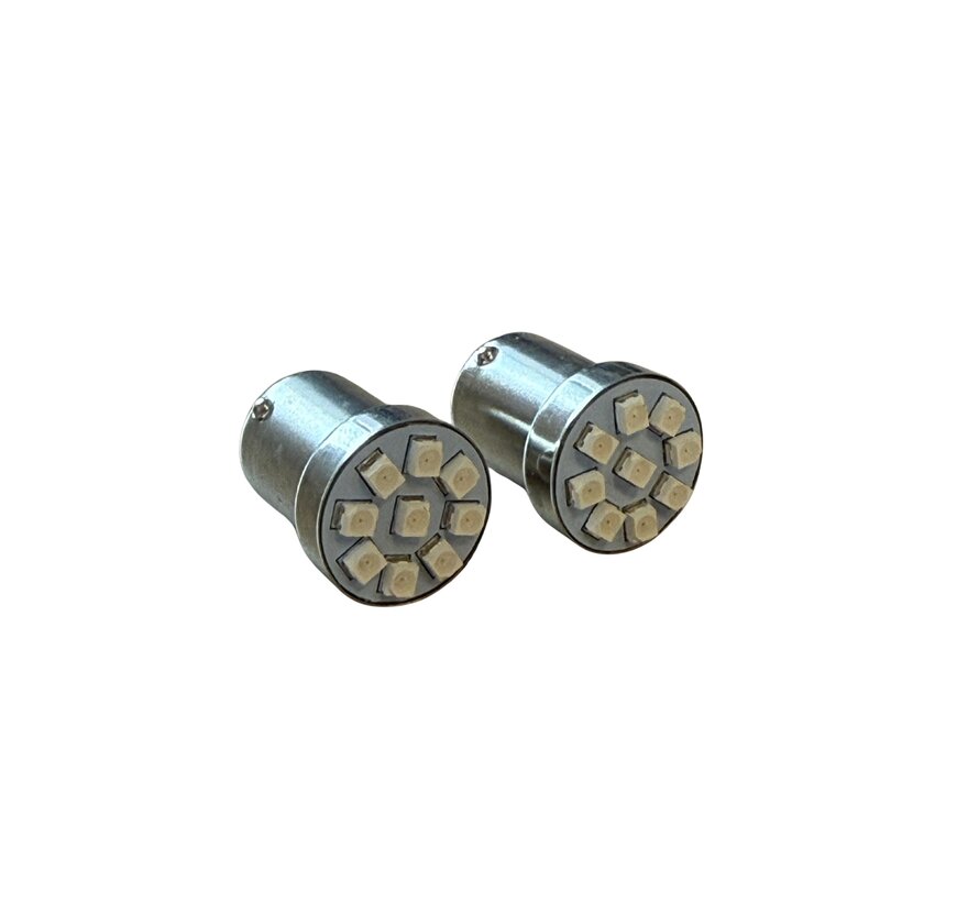 BA15s LED Replacement Bulb 24V – 9 SMD LEDs – Red, Blue or Orange