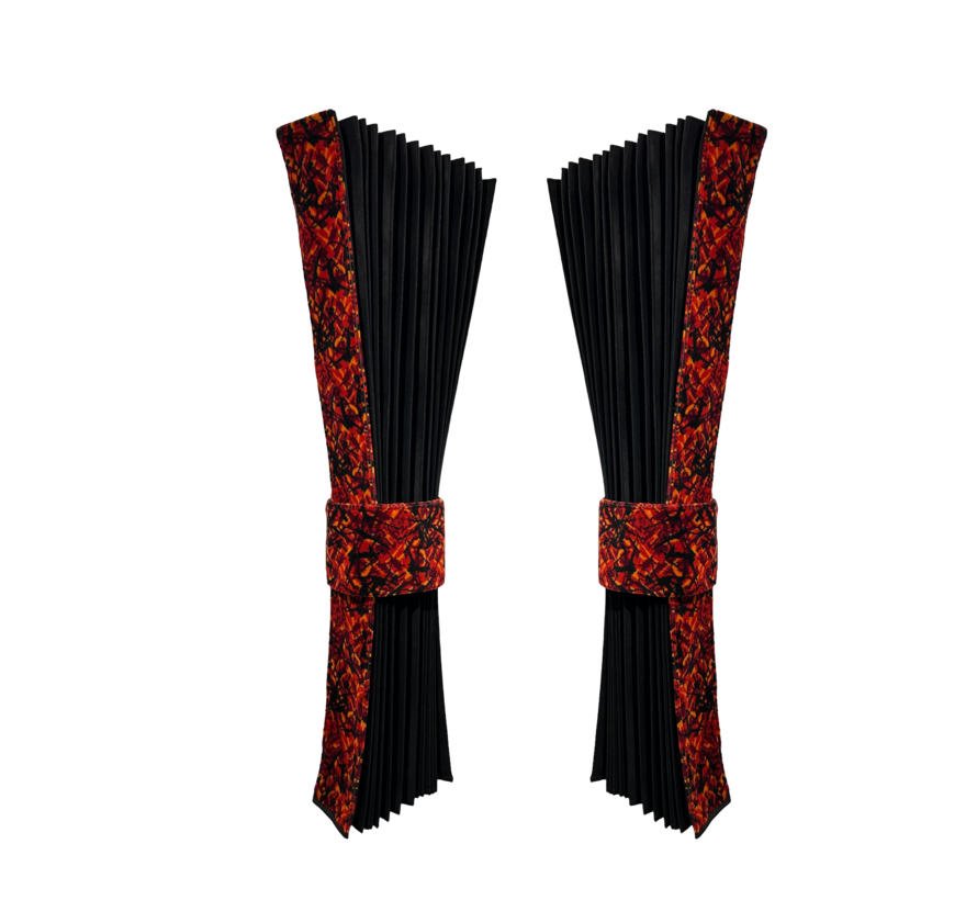 Truck Curtain Set 90 cm – Grey or Black – Danish Plush Trim in Red, Blue or Grey