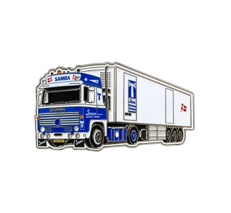 Egon Sørensen ‘Samba’ Truck Pin – Scania met koeloplegger – 6 x 3 cm