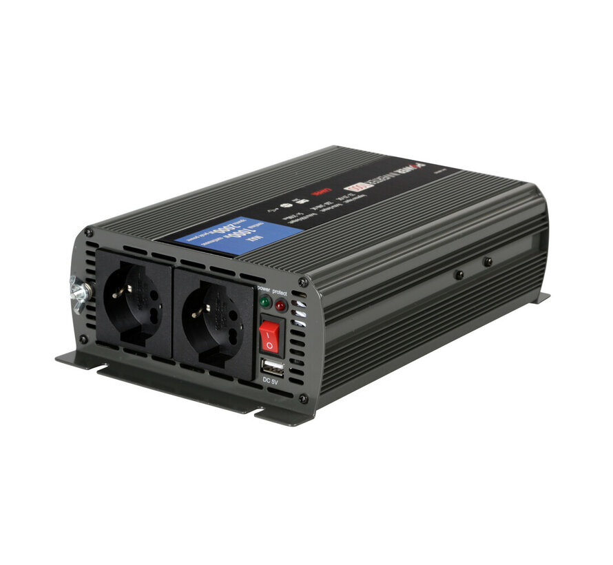 Power Inverter 24V naar 220V – 1000W continu / 2000W piek – voor vrachtwagen
