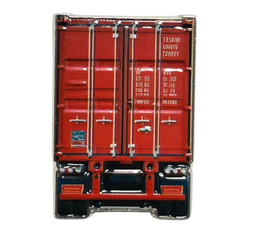 Red Container Metal Pin – Truck & Transport Accessory