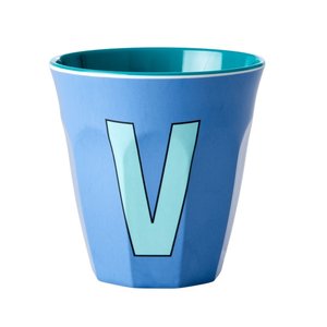 Rice Melamine beker Letter V Blauwtinten