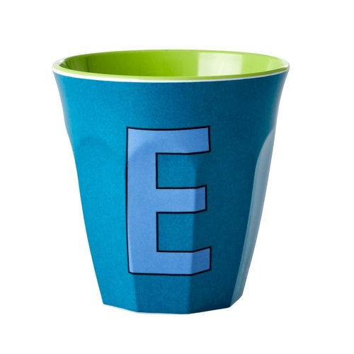 Rice Melamine beker Letter E Blauwtinten