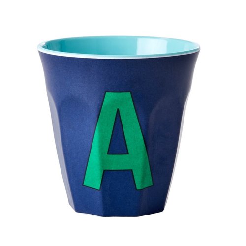 Rice Melamine beker Letter A Blauwtinten