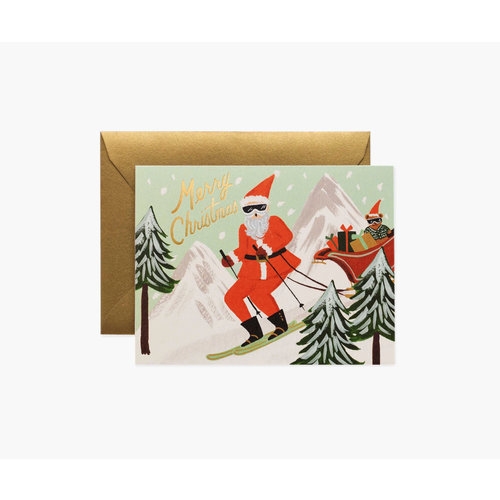 Rifle Paper Co. Kerstkaart Skiing Santa