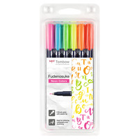 Set 6 Fudenosuke Brushpennen - Neon