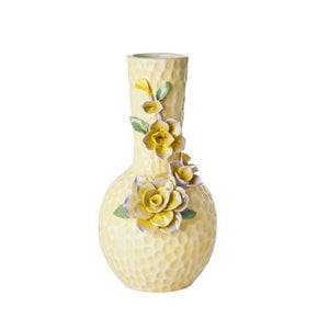 Rice Vaas - Flower Sculpture - Soft Yellow