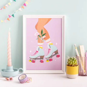 Little Lefty Lou Art Print Roller Skates - A4