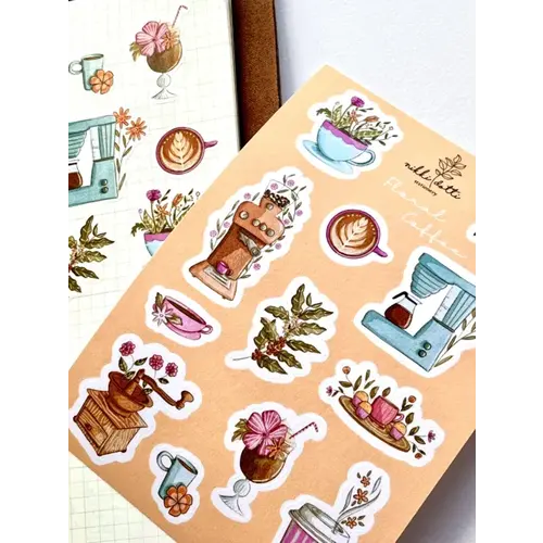 Nikki Dotti Stickervel Floral Coffee