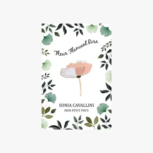 Sonia Cavallini Emaillen pin Fleur flamant rose