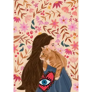 Studio LaWiene Art Print Cat on My Shoulder - A4